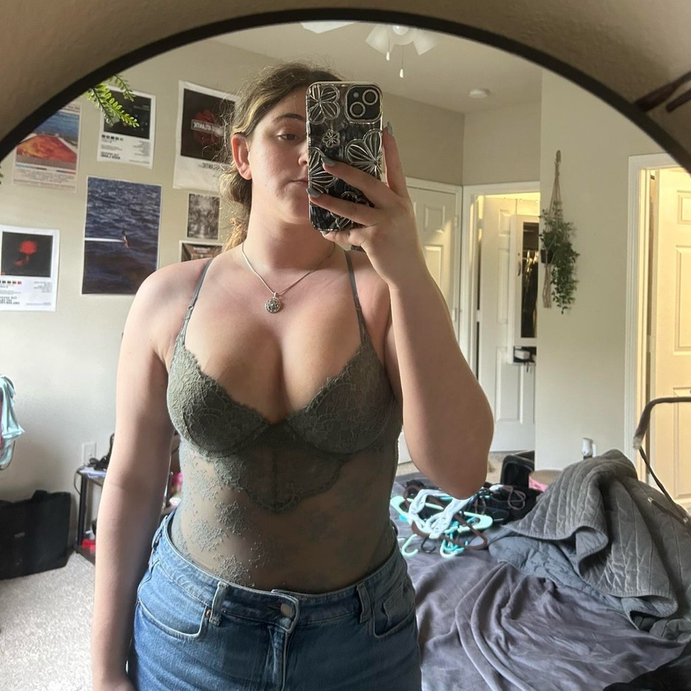 Green H&M Lace Bodysuit with Spaghetti Straps